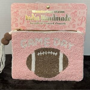 Made in India Football Pink Beaded Game Day Pouch
